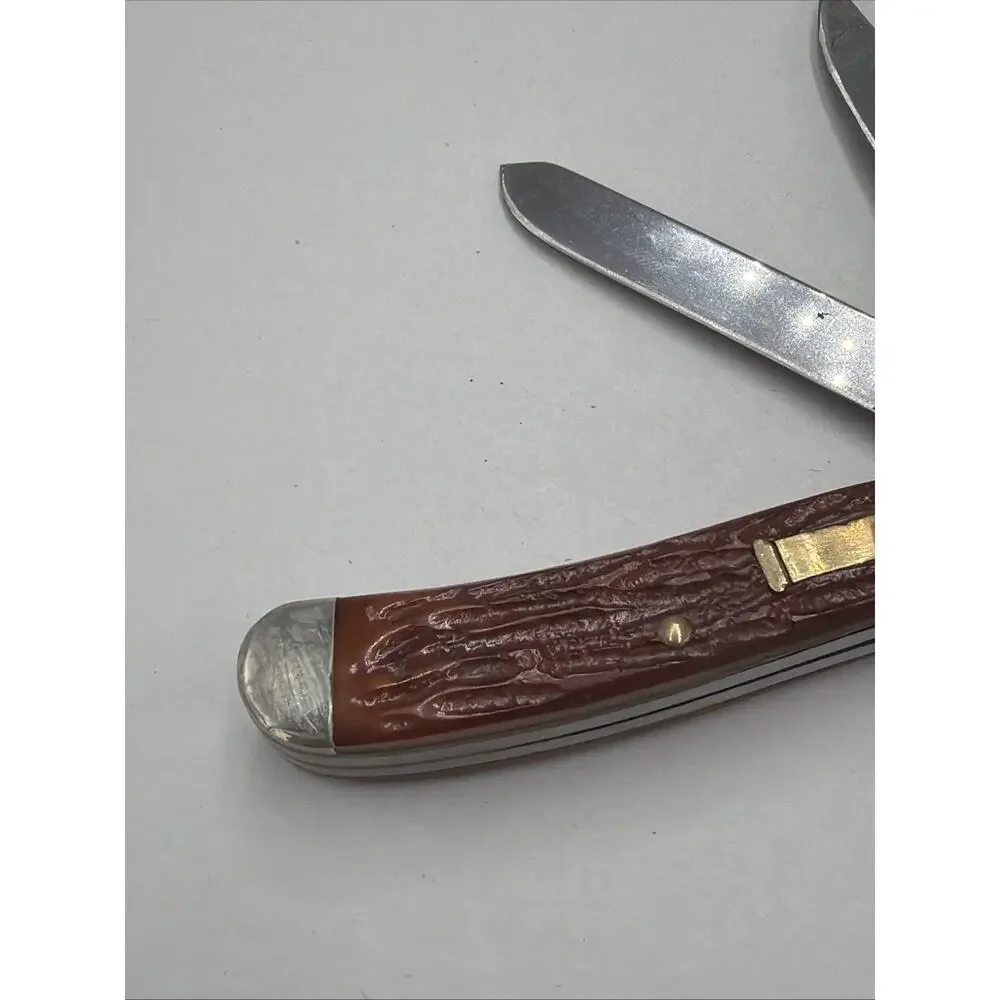 VINTAGE CAMILLUS NEW YORK USA STAGLON DELRIN BULLET STOCKMAN KNIFE RIMFIRE
